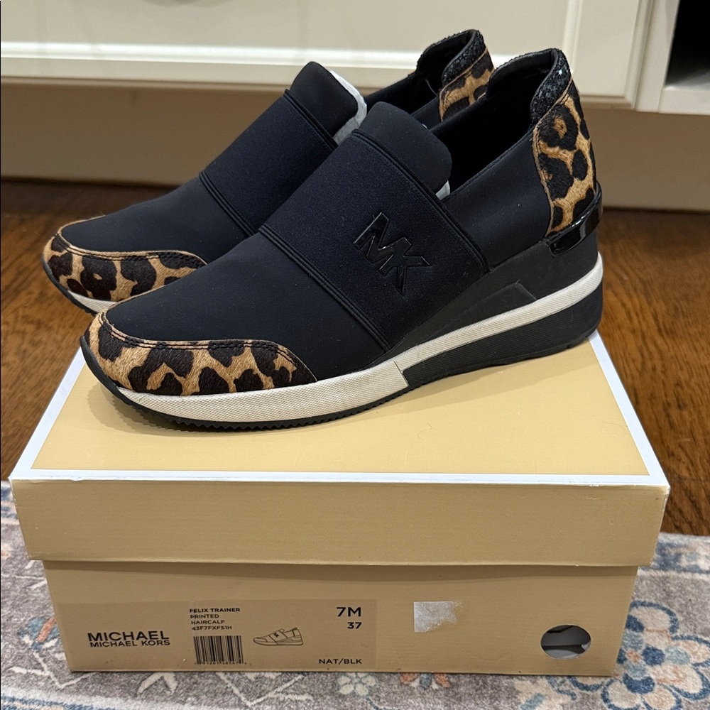 Michael Kors Black and Leopard Print Women’s Sneakers